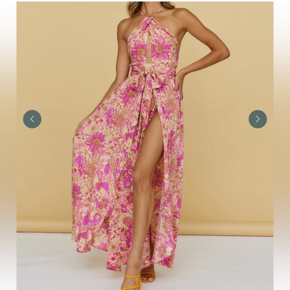 Helly Molly Angel Biba Red Floral Maxi Dress